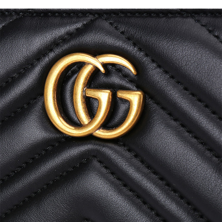 gucci/古驰牛皮材质波浪纹车缝线配金属双glogo装饰女士单肩包