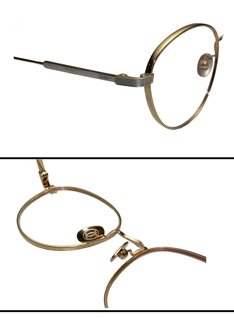 cartier/卡地亚 复古圆框超轻钛金属镀金饰面男女款光学镜架眼镜ct001