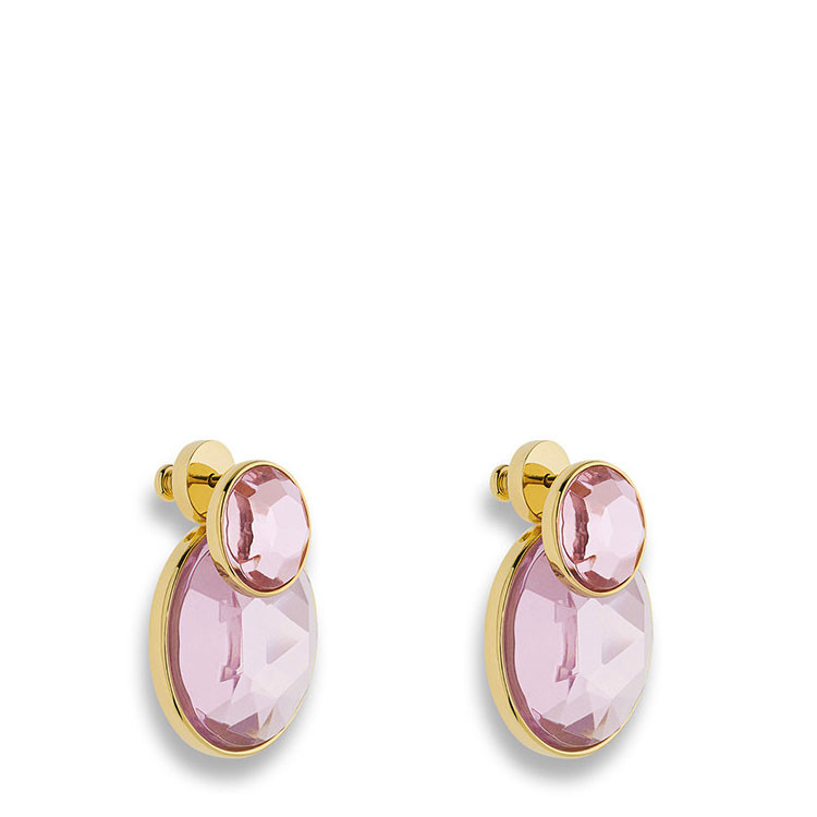 dior/迪奥 reflecting dior镀金粉红色刻面水晶耳环 e0554rfdcy d216