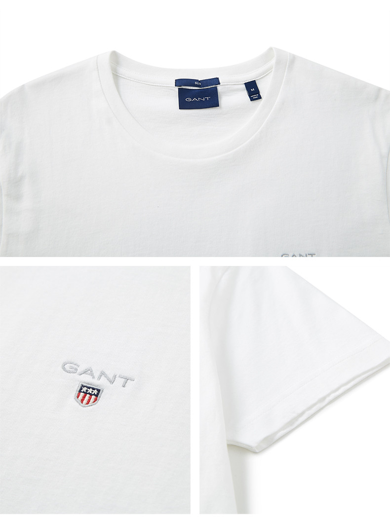 gant/甘特 2019春夏新品 男士短袖t恤 基本款净色短袖logot恤 234102