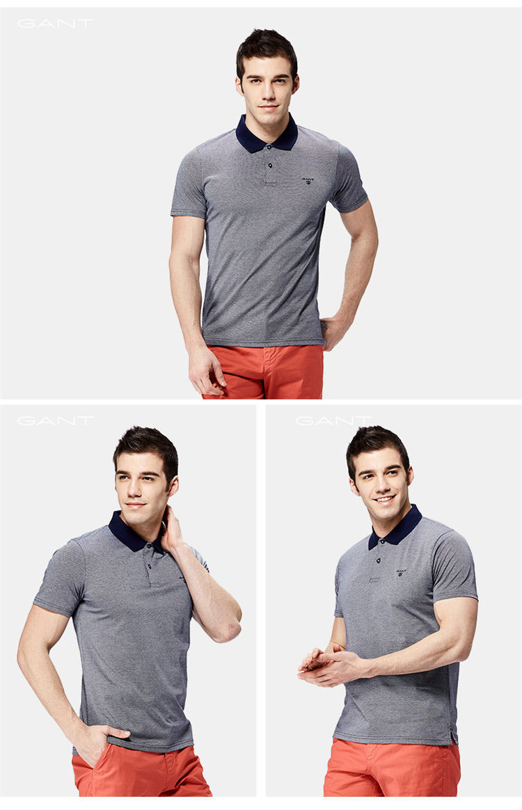 gant/甘特 男士夏季新品纯棉撞色领口短袖polo衫 212110