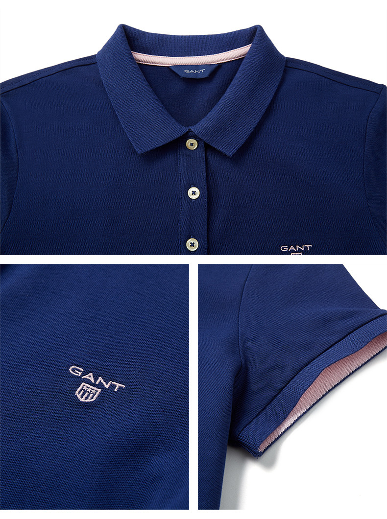 gant/甘特 2019春夏新品 女士短polo 珠地网眼logot恤polo衫 401250