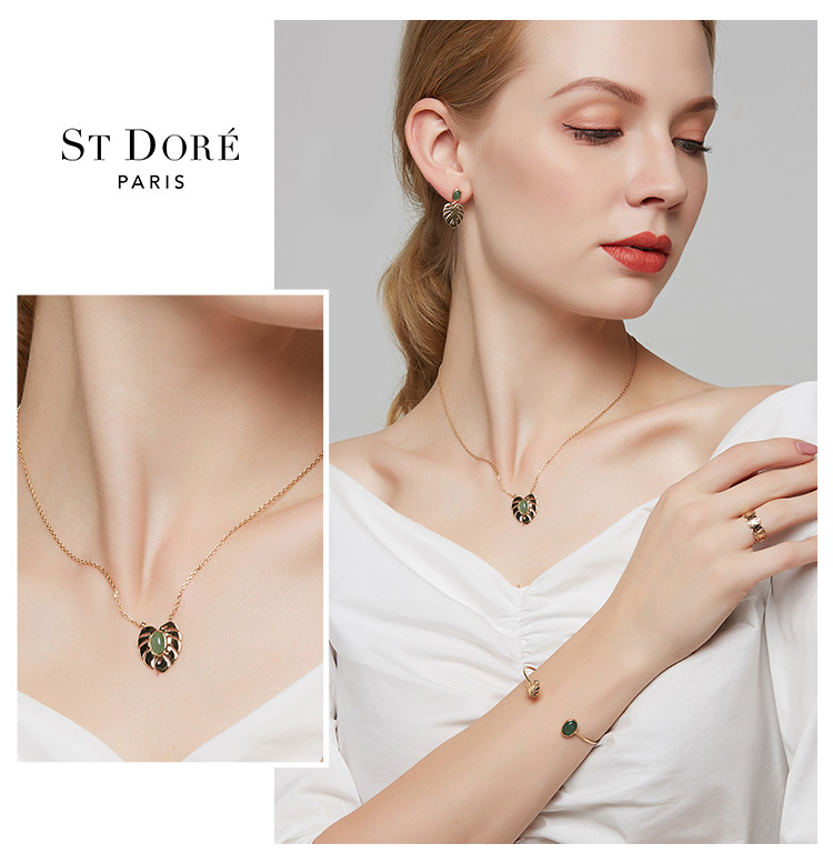 st dore/朵蕊 东陵玉系列 金棕榈单层项链项饰 项链 项饰 首饰 饰品