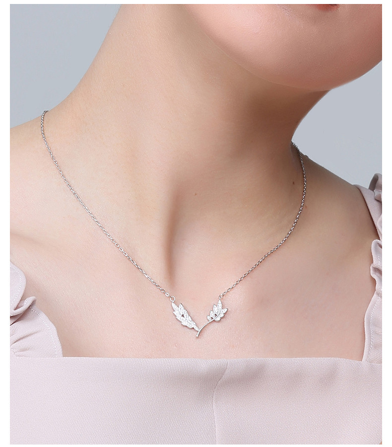 st dore/朵蕊 s925银人造锆石 叶子项链项饰 项链 项饰 首饰 饰品 无