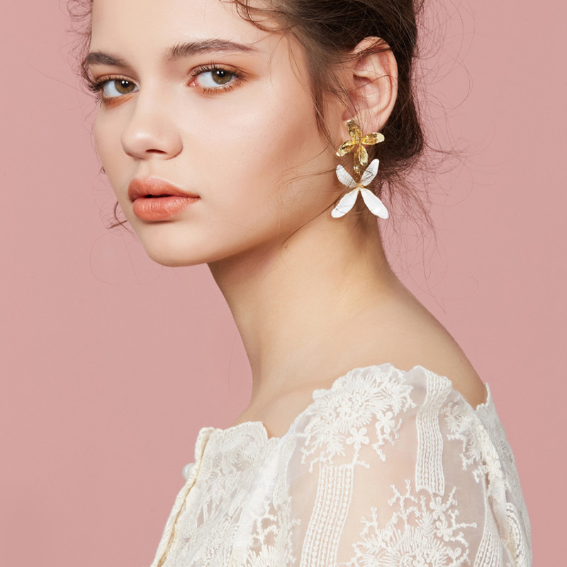 daartemis/daartemis 兰系列 铜镀金双花双色耳坠耳饰 耳坠 耳环 耳饰