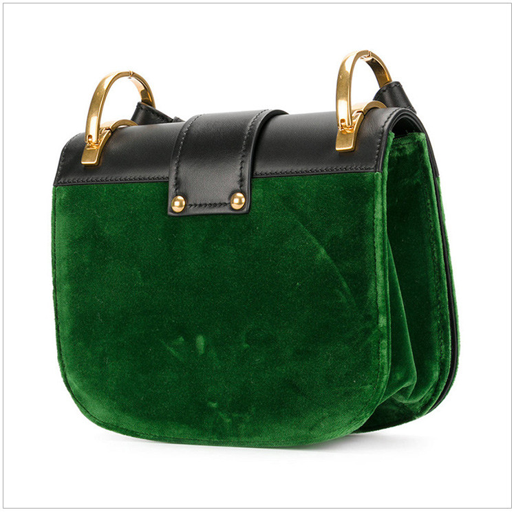 prada/普拉达 女士绿色拼色牛皮麂绒面皮宽肩带金属装饰单肩斜挎包
