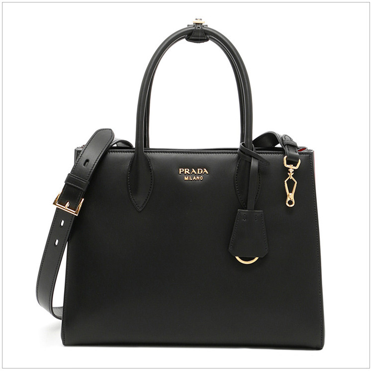 prada普拉达女士红色牛皮金属logo手提单肩风琴包