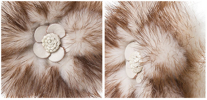 katherinehe/凯瑟琳 貂皮花形胸针 白 棕 1503xzhx0226