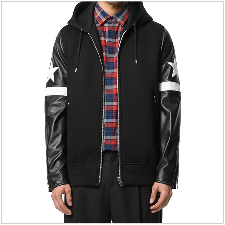 givenchy纪梵希男装服饰小牛皮混纺材质连帽外套男士夹克