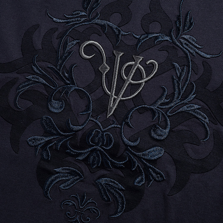 verri/verri 男士蓝色胸前刺绣图案圆领短袖t恤-男士短袖t恤