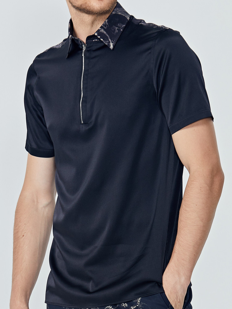 【19春夏新款】verri/verri领子及门襟局部亮钻点缀的休闲短袖t恤