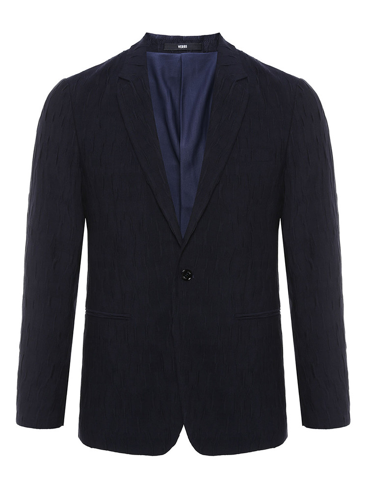 giorgio armani(乔治阿玛尼)深蓝色暗花纹单排扣毛料西服套装