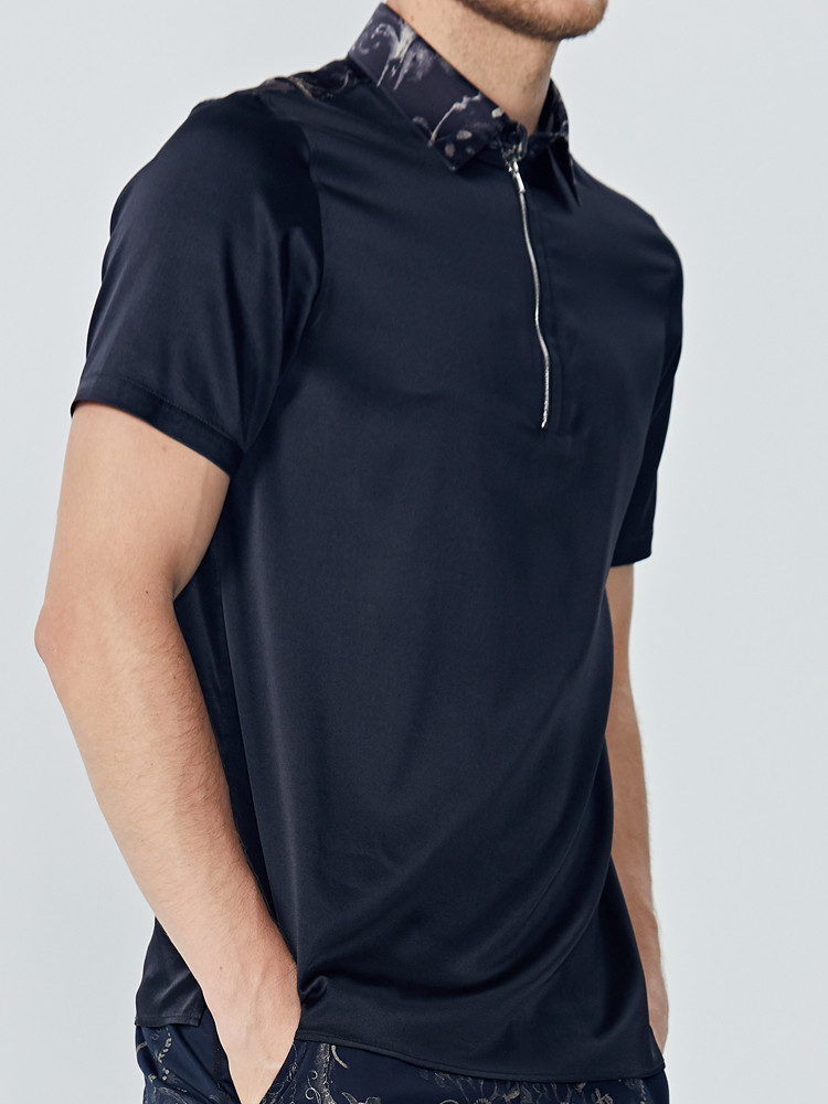 【19春夏新款】verri/verri领子及门襟局部亮钻点缀的休闲短袖t恤