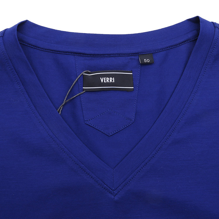 verri/verri前胸狮子头与品牌logo刺绣细节点缀的v领短袖t恤-男士短袖