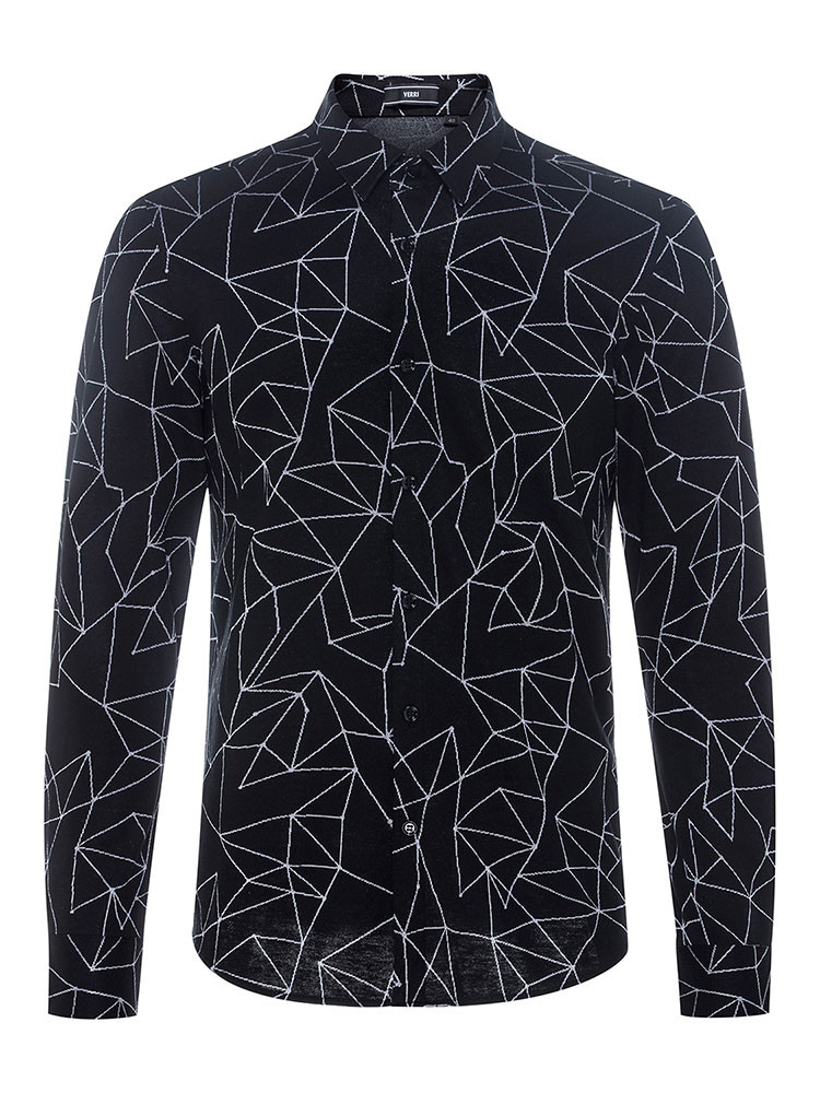 verri/verri线条花型针织保暖休闲款长袖衬衫-男士长袖衬衫