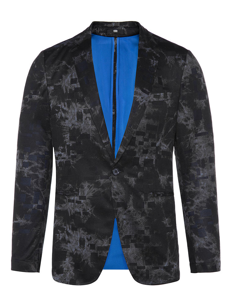 【明星同款】verri 满版提花,图案具有张力,个性化明显的黑色休闲西服