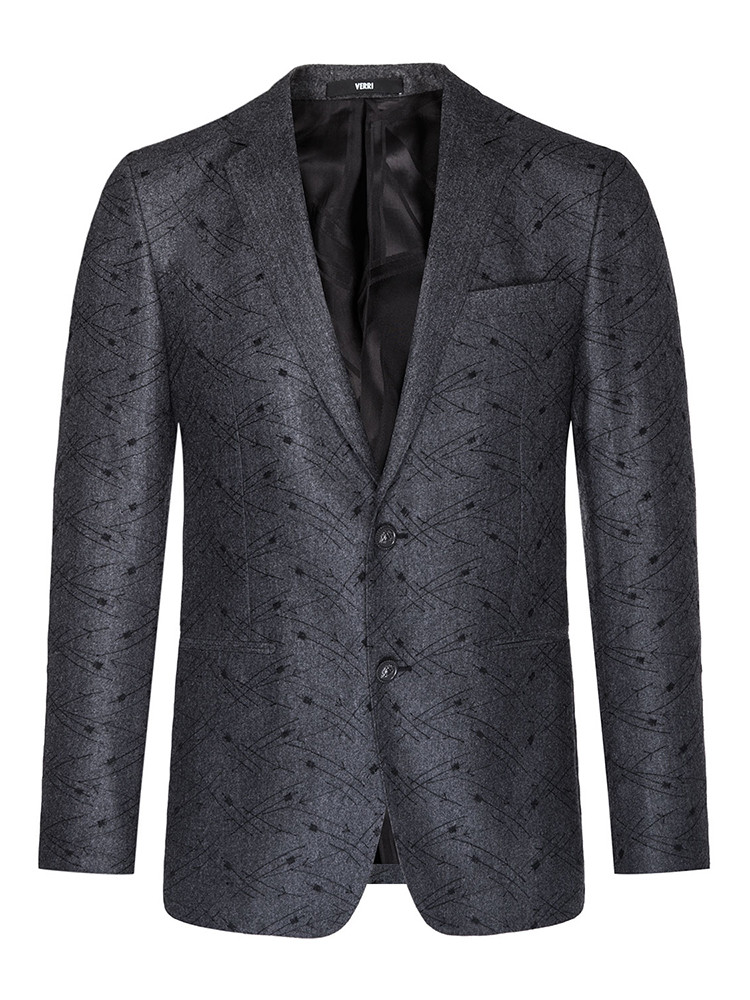 verri/verri灰色主题花满版提花图案的时尚优雅套西-男士西服