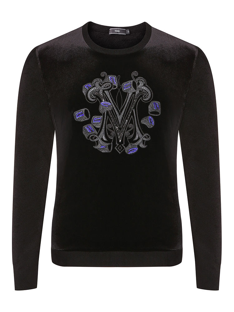 verri/verri100%羊毛,丝绒面料,精细图案绣花,烫钻彰显品牌极致细节