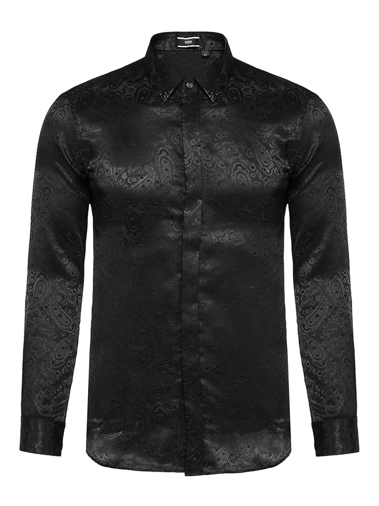 verri/verri 男士黑色满版提花长袖衬衫-男士长袖衬衫