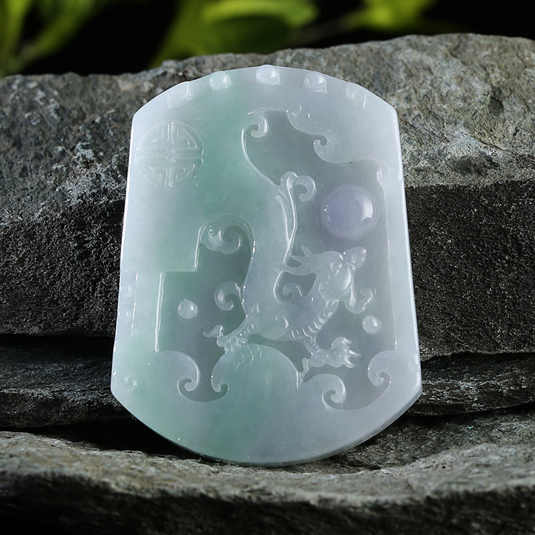 yudaotang/玉道堂 天然翡翠a货春带彩方牌雕件s-41