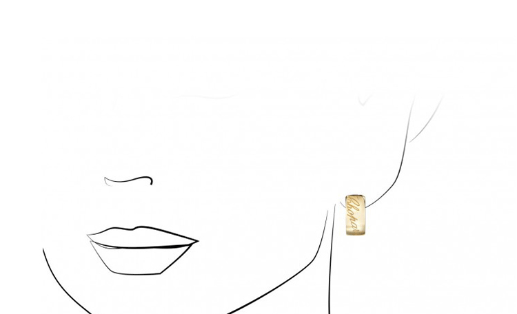 chopard/萧邦 chopardissimo系列18k金耳环金质表面镌有萧邦标志字样