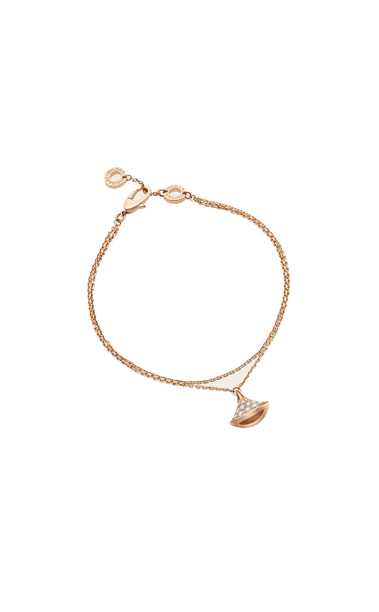 bvlgari/宝格丽 女士divasdream系列玫瑰金色带钻扇形手链br857363
