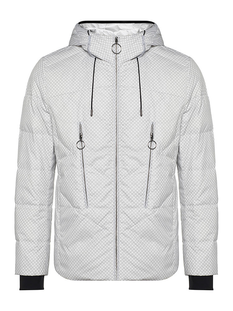 david naman/david naman 男士白色连帽个性设计保暖羽绒服-男士羽绒