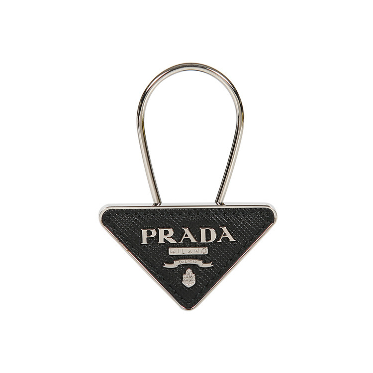 prada/普拉达 金属logo十字纹牛皮钥匙扣 2pp301053