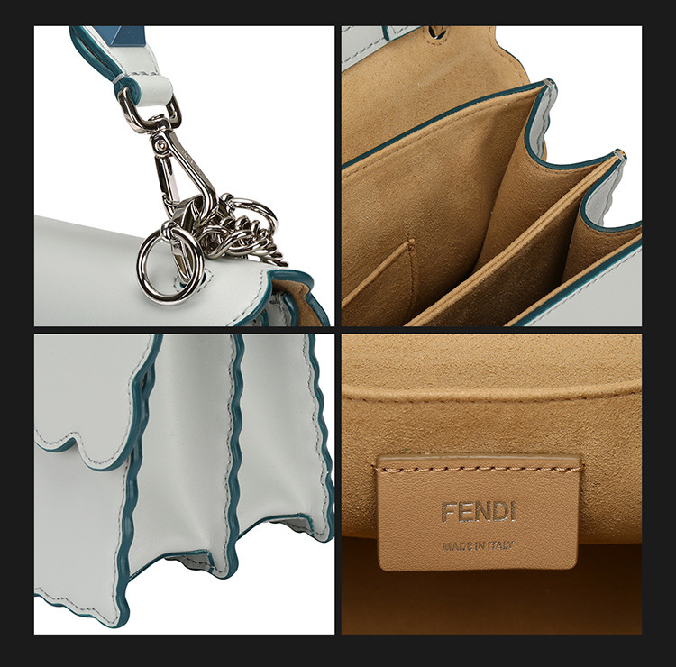 fendi/芬迪kani系列波浪边女士牛皮革链条单肩包女士单肩包手提包8bt