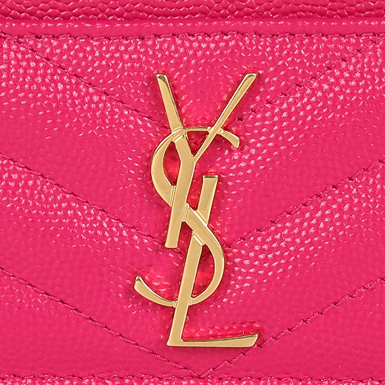 【17新品】yves saint laurent/圣罗兰 经典金属logo颗粒纹理牛皮革