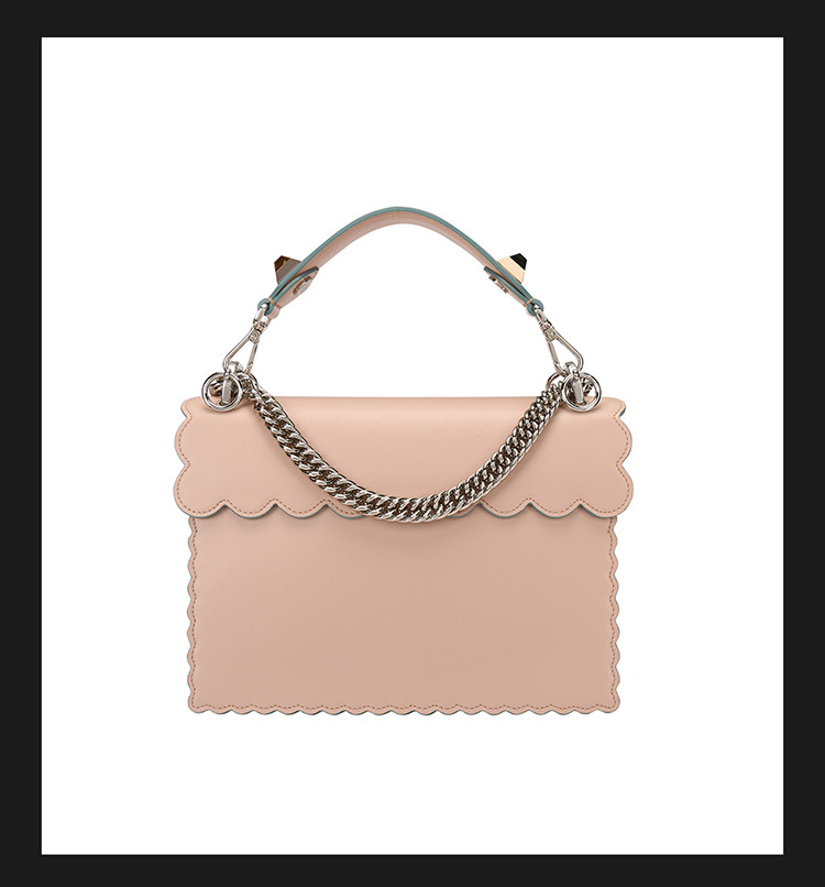 fendi/芬迪kani系列波浪边女士牛皮革链条单肩包女士单肩包手提包8bt