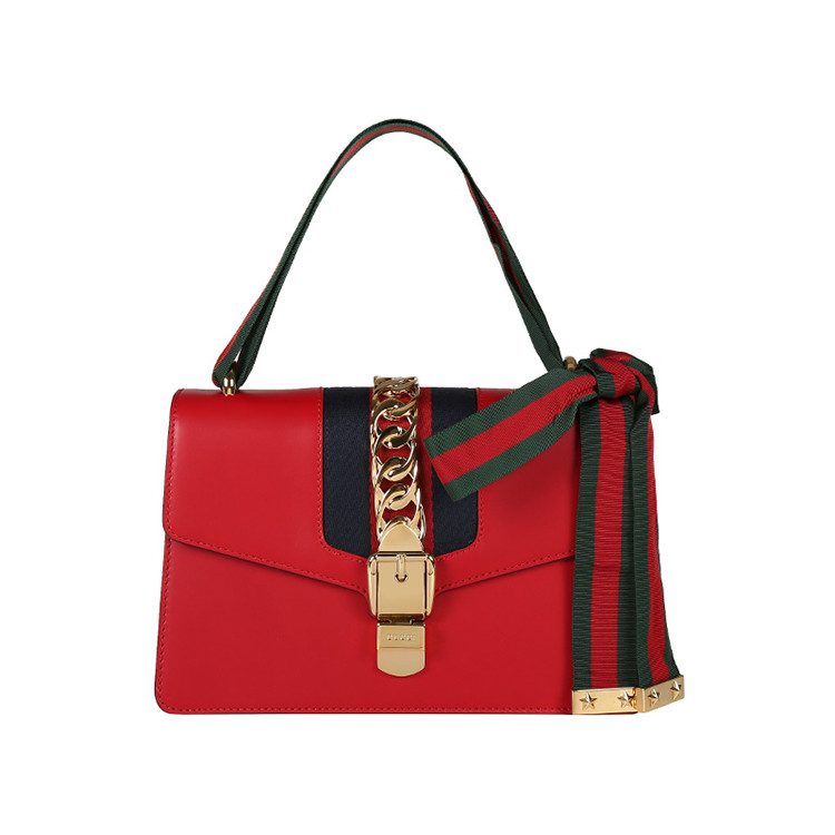 【GUCCI古驰 手提包】【明星同款】GUCCI/古驰 Sylvie 复古丝带 牛皮单肩手提包 女士手提包 421882CVLEG【正品 价格 ...