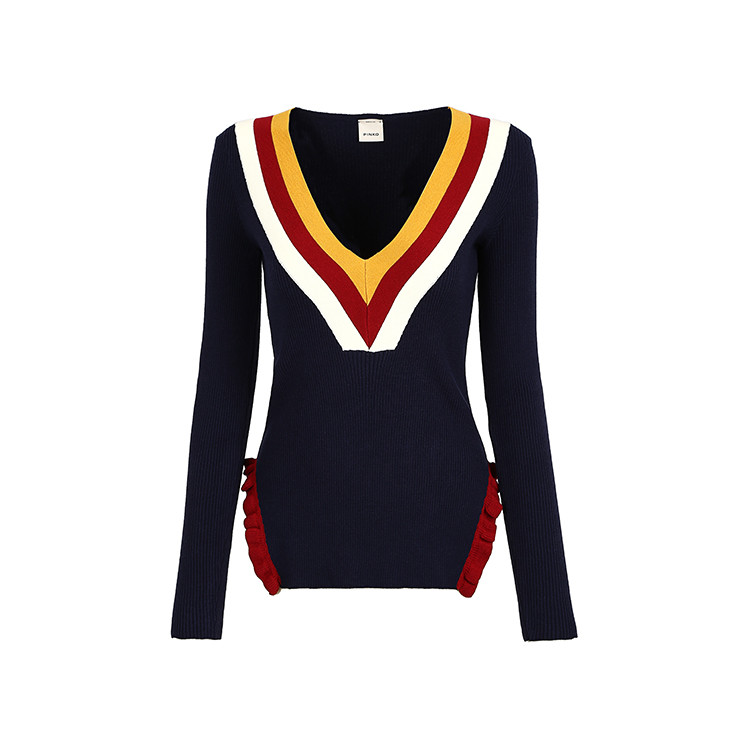 pinko/品高 女士v领花边修身针织衫 女士针织衫/毛衣 1g12t7y3nq