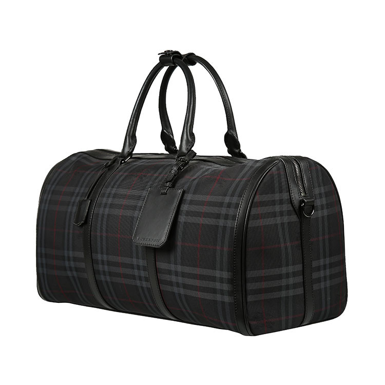 burberry/博柏利 牛皮暗格纹配刺绣logo 中性款式旅行袋 3955279