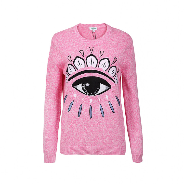 kenzo/高田贤三 经典大眼睛logo棉质圆领套头针织衫 女针织衫 f752to