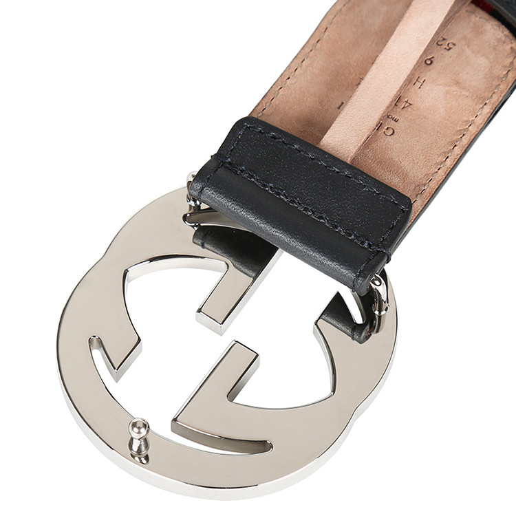 gucci/古驰 双g扣头 经典红蓝条纹 拼接男士腰带 411924h917n