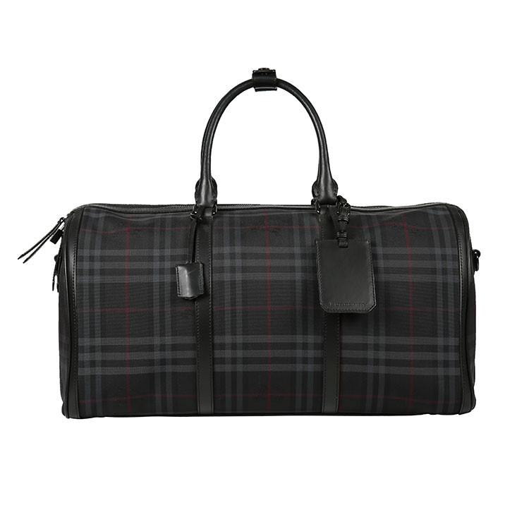 burberry/博柏利 牛皮暗格纹配刺绣logo 中性款式旅行袋 3955279