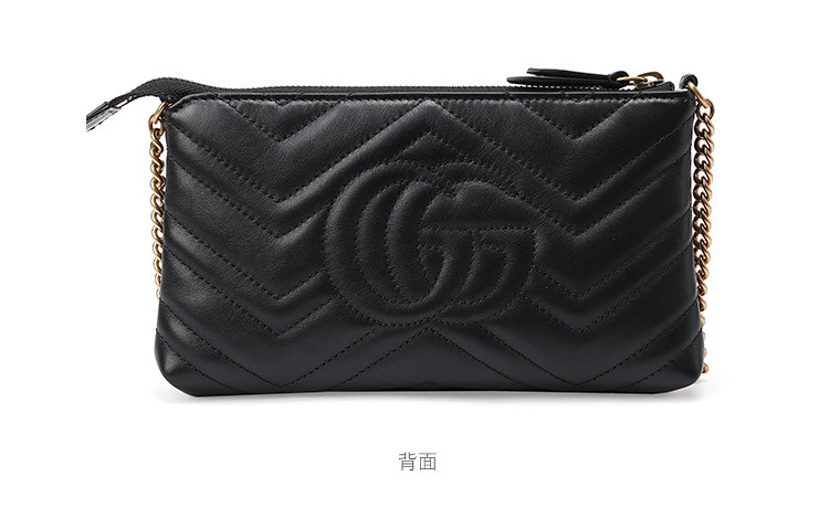 gucci/古馳 黑色牛皮雙g女士單肩斜挎包 443447 drw1t 1000