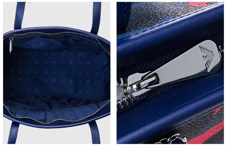 armani jeans/阿玛尼牛仔女士时尚花色手提袋聚氯乙烯购物袋9220286a