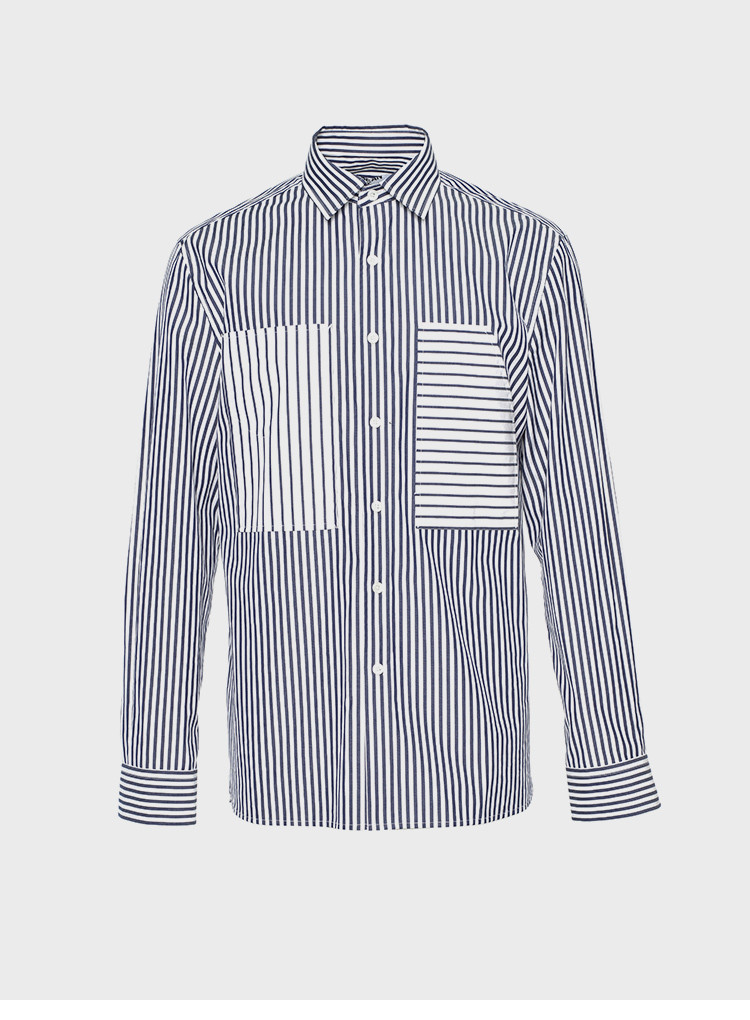 seanbysean/seanbysean男士长袖衬衫2017秋冬纯棉条纹衬衫