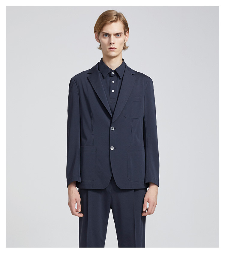 atelier2019春季新品男装藏青色打结工艺西服