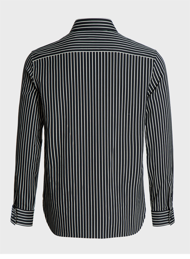 seanbysean男士衬衫>男士长袖衬衫2017春夏定制黑白细条纹男式衬衫