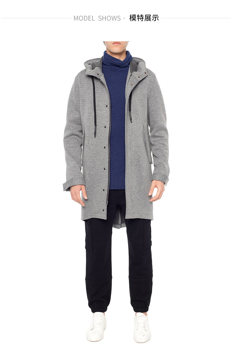 【designermenwear】seanbysean/seanbysean男士大衣2017秋冬新款灰色