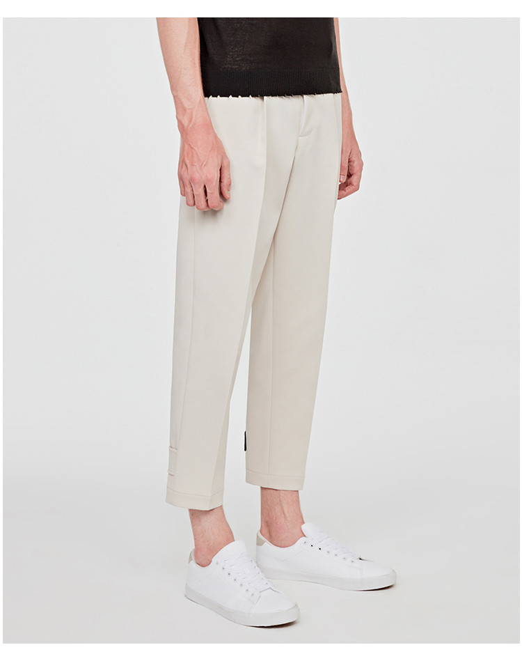 seanbysean/seanbysean男士裤装男士休闲裤春夏新款浅米色休闲裤