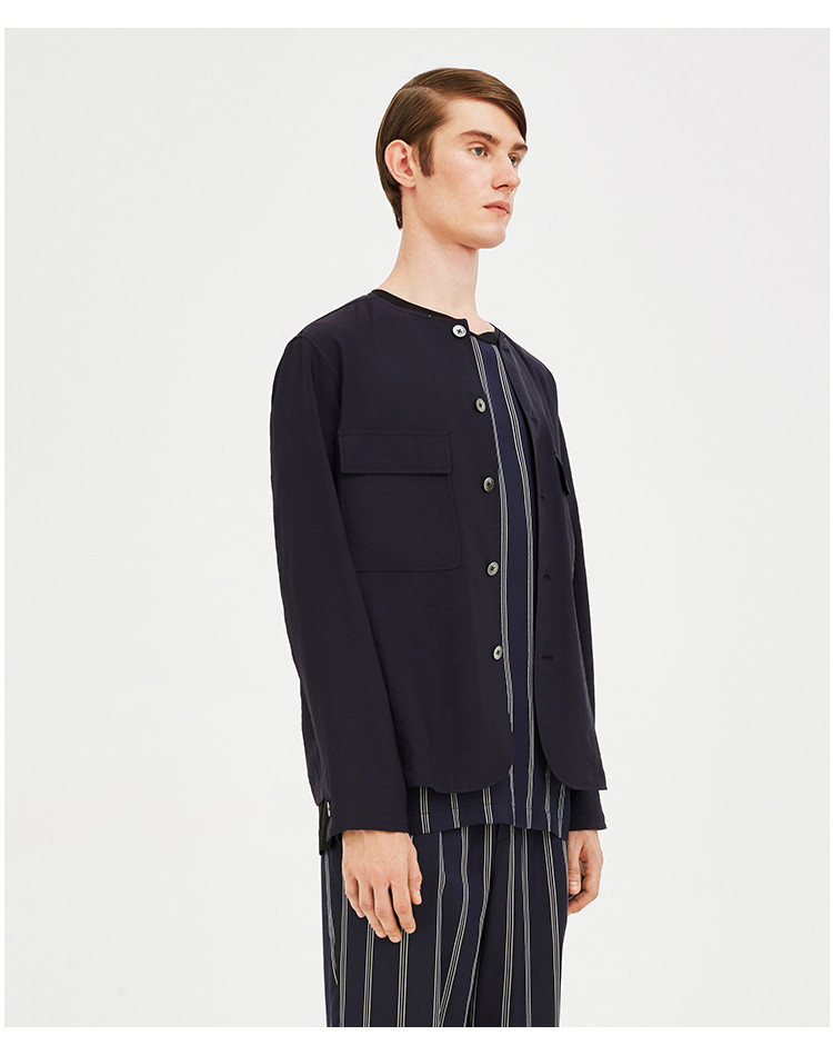 menwear】arcatelier/arcatelier男士外套男士夹克夏季纽扣无领夹克