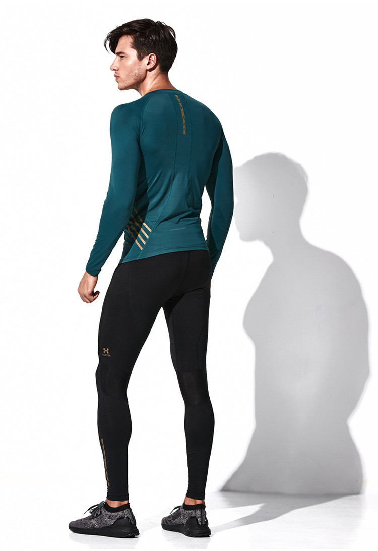 后秀/hotsuit 17年男款运动t恤男长袖跑步弹力紧身衣健身训练快干上衣