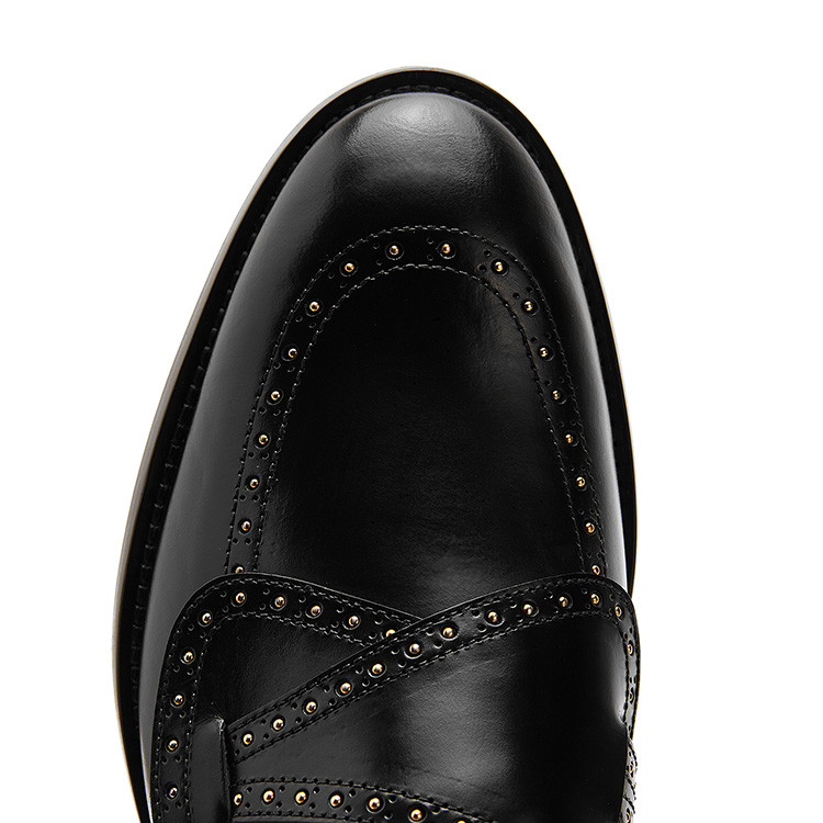 mackenzie/安德鲁·麦肯锡 男士黑色正装商务皮鞋婚鞋真皮低帮套脚