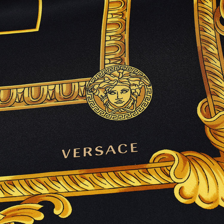 versace/範思哲 黑色中性款100%桑蠶絲絲巾【官方授權】