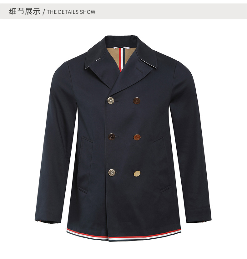 thom browne/thom browne/汤姆.布朗 18秋冬 双排扣翻领外套 男士风衣