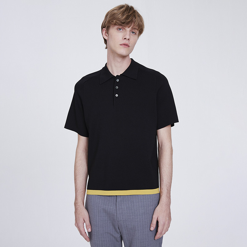 depot3/depot3男装设计品牌纯色上衣短袖曲珠编织polo衫男士男士短